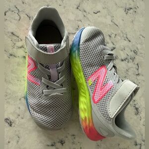 New Balance Kids' Gray Sneakers with Rainbow Accents